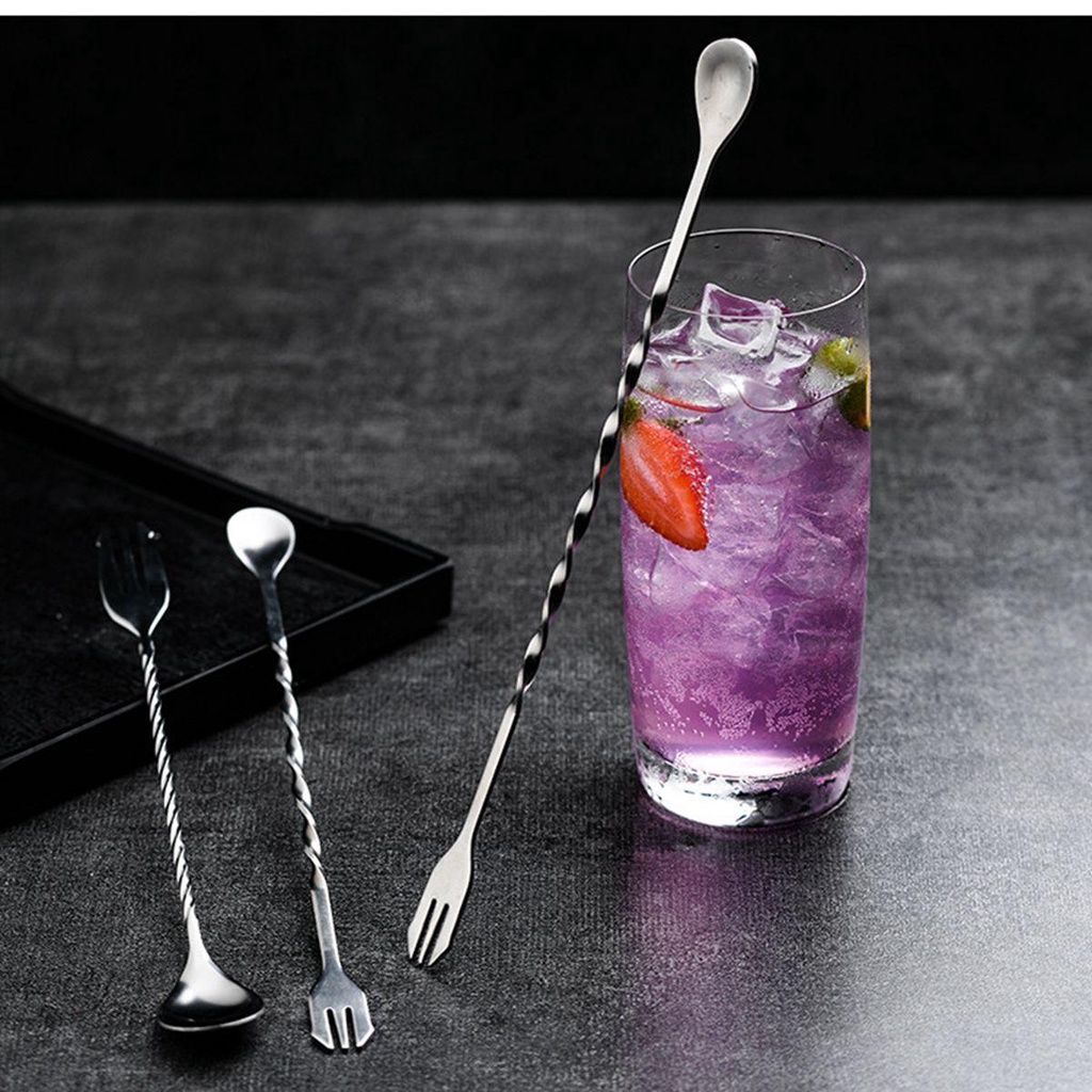 Muỗng Cà Phê Cocktail Bằng Thép Không Gỉ Hai Đầu Tay Cầm Dài