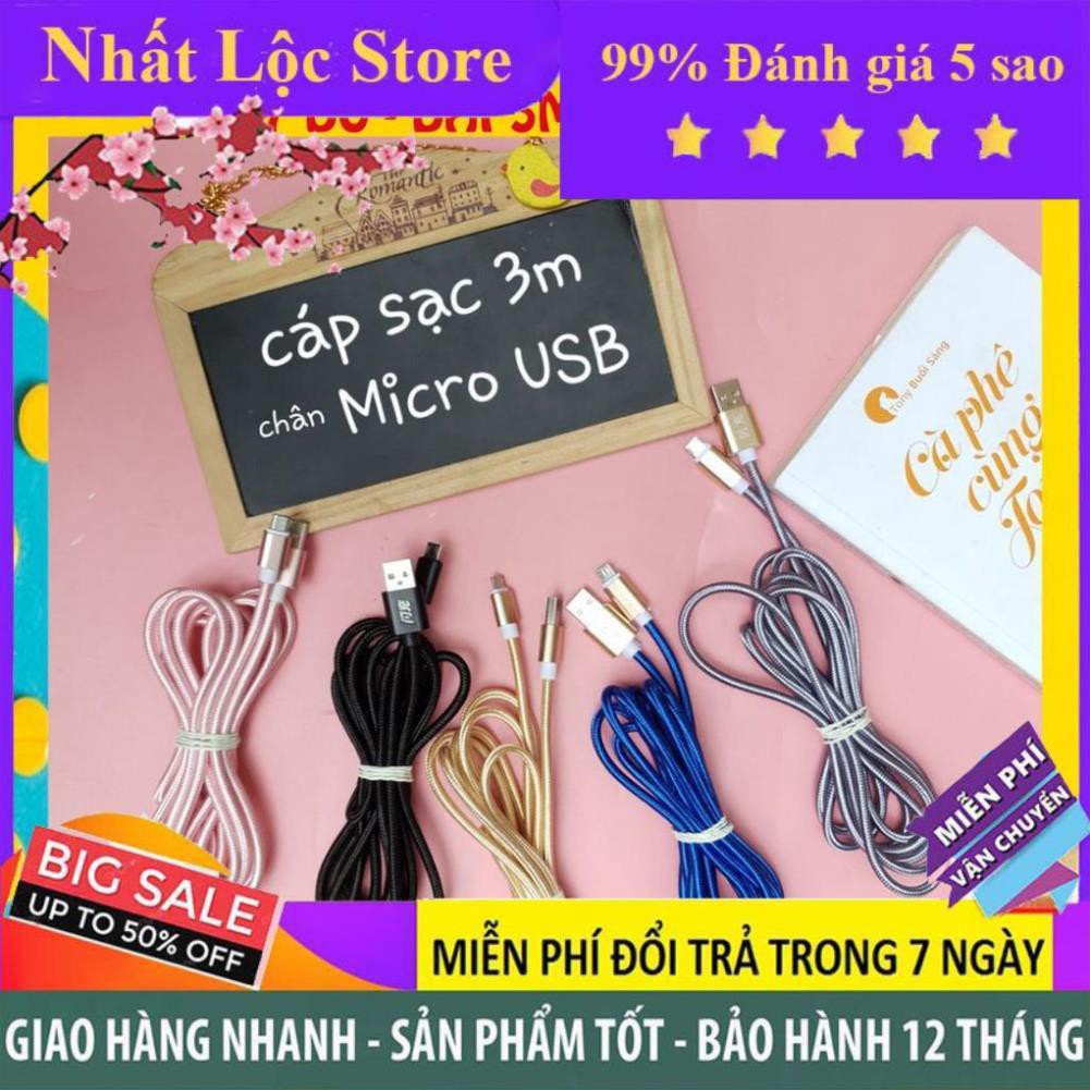 Dây Sạc Điện Thoại 3M Dây Dù Chồng Đứt - Sạc đa năng cho mọi dòng máy 💥SIÊU HOT💥