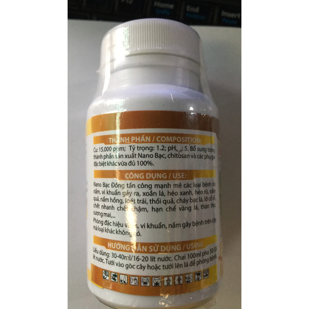 Nano bạc Đồng diệt nấm vi khuẩn trên cây trồng lọ 100ml