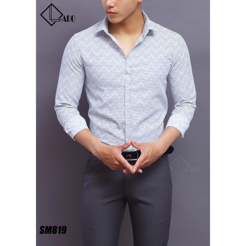 Áo Sơ Mi Nam Tay Dài Vải Lụa Hàn Họa Tiết In Tinh Tế - Co Giãn Thấm Hút Mồ Hôi. Form Chuẩn Hàn Quốc.