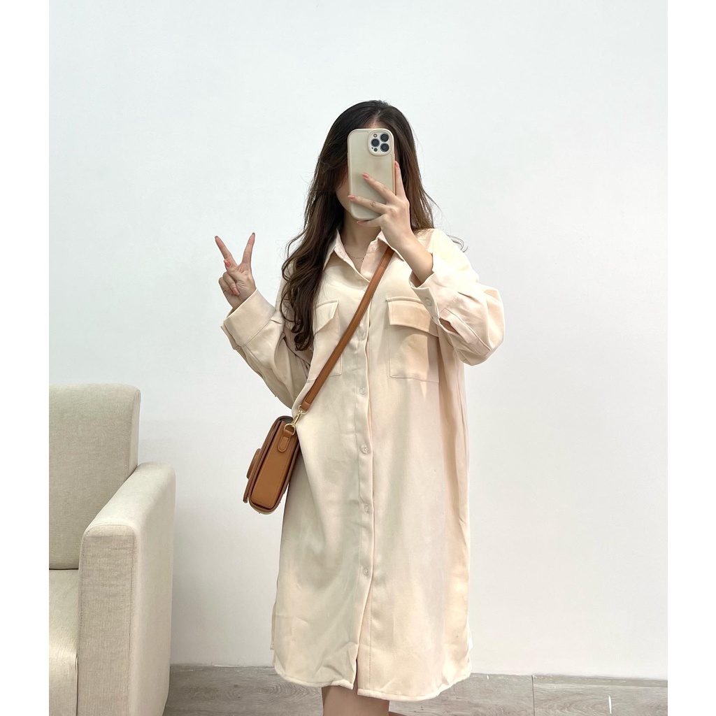 Đầm suông nhung tăm túi hộp hàng quảng châu Miho house