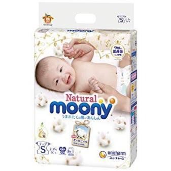 Tã Bỉm MOONY NATURAL TỪ BÔNG HỮU CƠ Nội Địa Nhật dán/quần NB63/S58/M48/L36 -GoldBaby