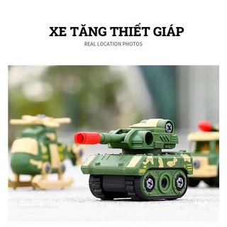 Set 4 Xe Quân Sự ,Công Trình Tháo Lắp Kèm Tua Vít Đủ Mẫu dành cho bé thích lắp ghép mô hình xe