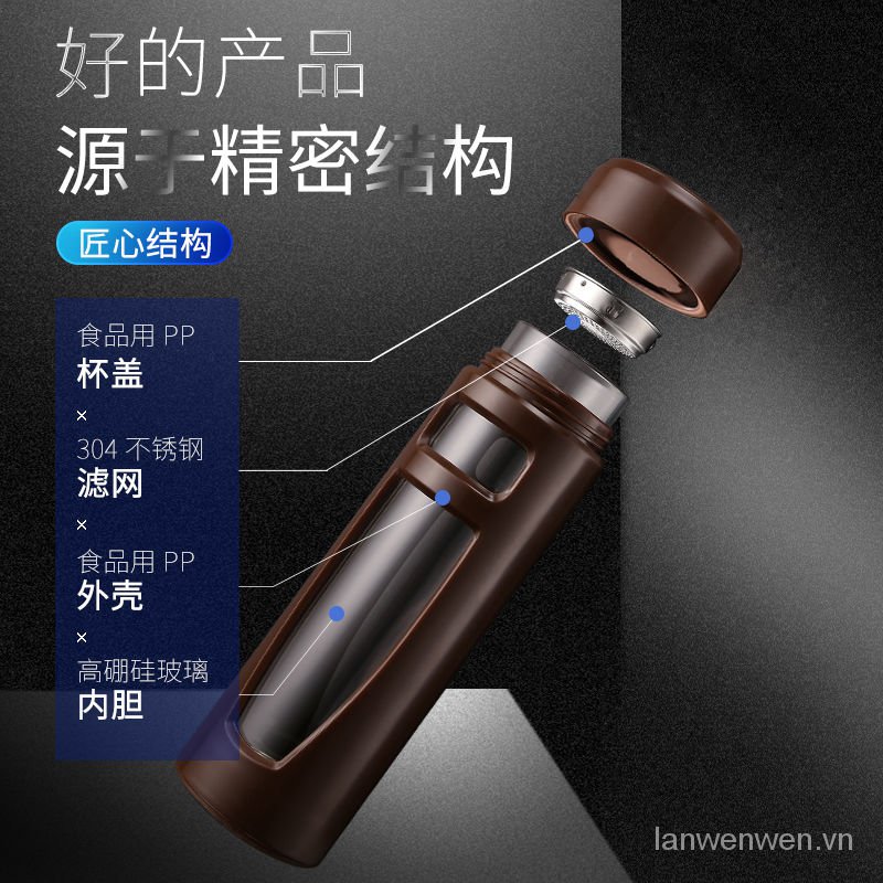 Bình nước thủy tinh chịu nhiệt thiết kế thời trang dung tích lớn 1000ml
