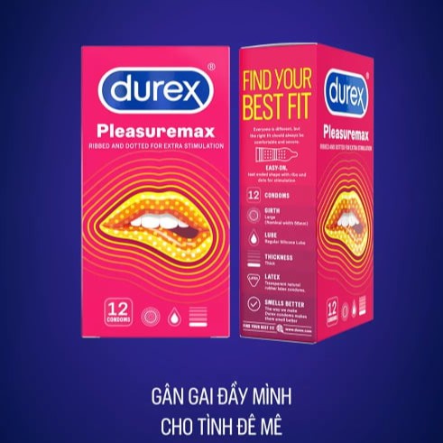 Bao cao su GÂN GAI Liti Durex Pleasuremax