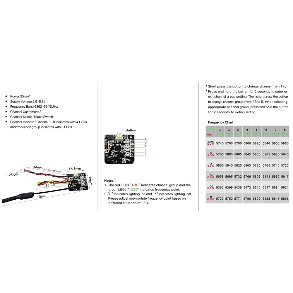 Vtx bộ truyền sóng Turbowing 5.8g 48ch Vtx 25mw FPV