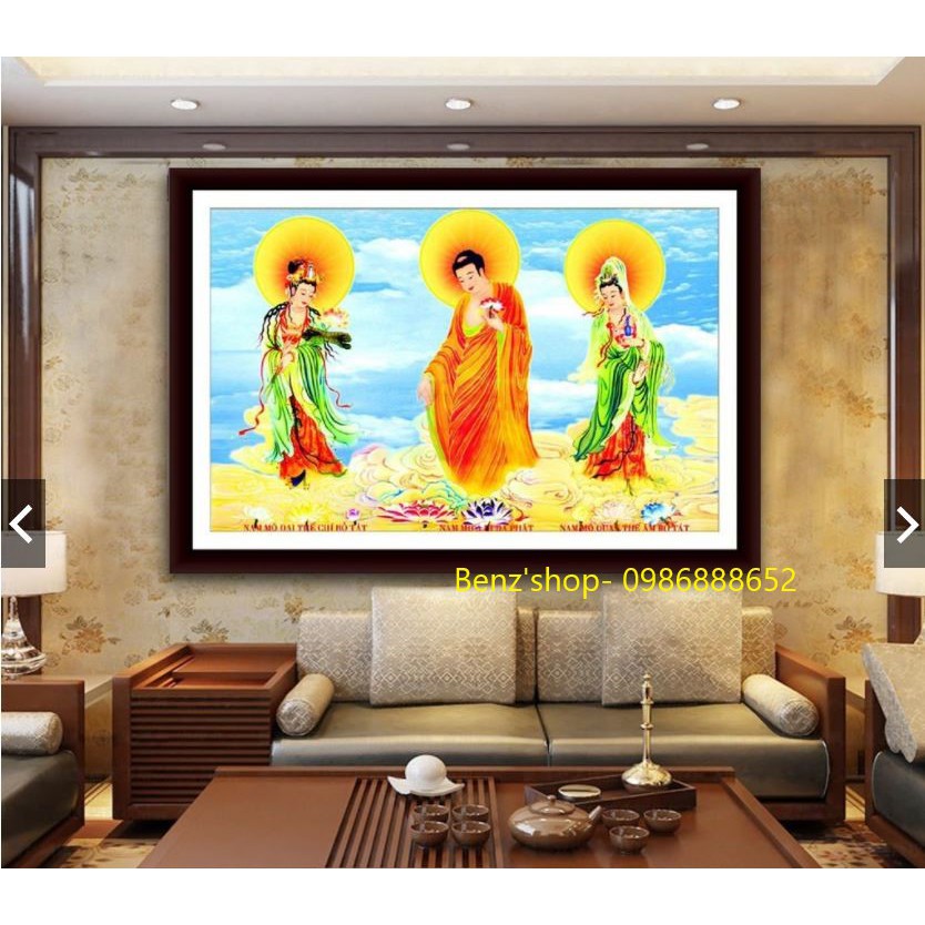 Tranh đá cao cấp ABC ( giá sỉ) Tây Phương Tam Thánh VS156 (120x80cm)