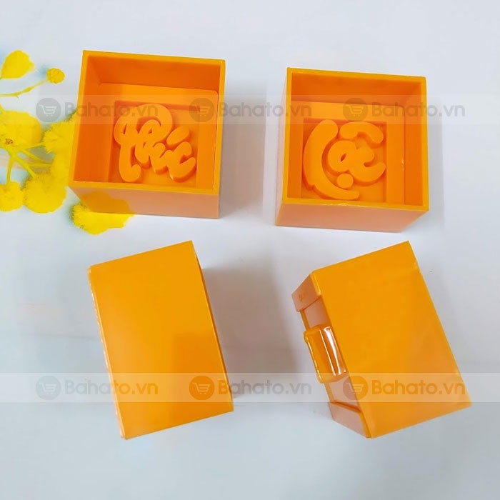 Khuôn xôi vuông 8cm chữ Phúc Lộc Thọ Tài Tiếng Việt