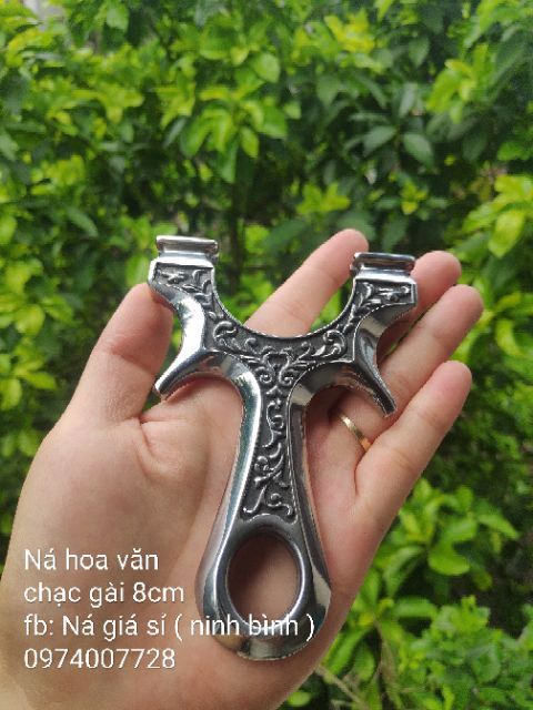 Ná hoa văn inox chạc 8cm tặng  2 thun