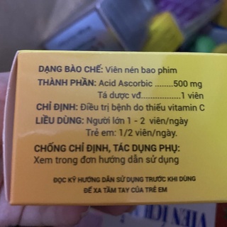 Viên uống VITAMIN C C500 bổ sung vitamin C, tăng cường sức đề kháng