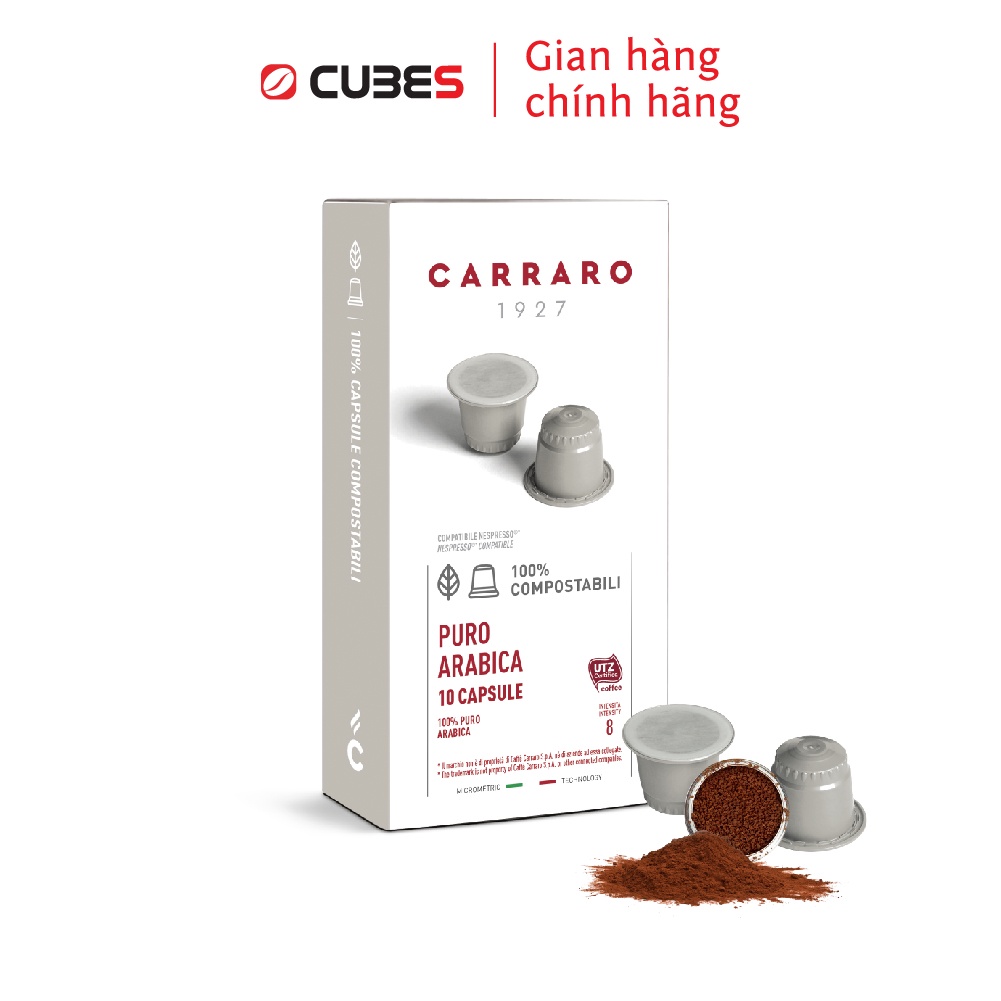 Cà Phê Viên Nén Thân Thiện Môi Trường Carraro Puro Arabica tương thích với máy Nespresso - Nhập khẩu từ Ý