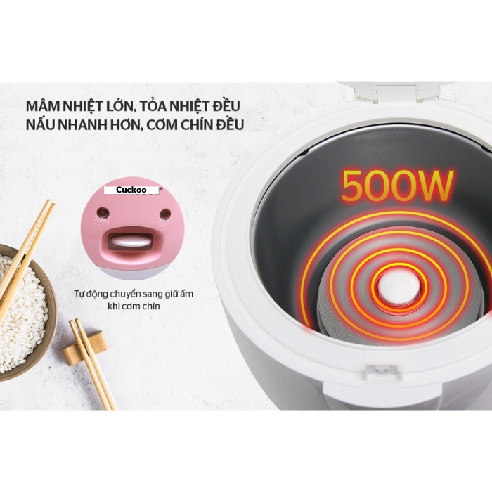 Nồi cơm điện mini cuckoo 3D 3 dung tích 1L 1,2L 1,8 lòng siêu dày cơm siêu ngon bảo hành 12 tháng