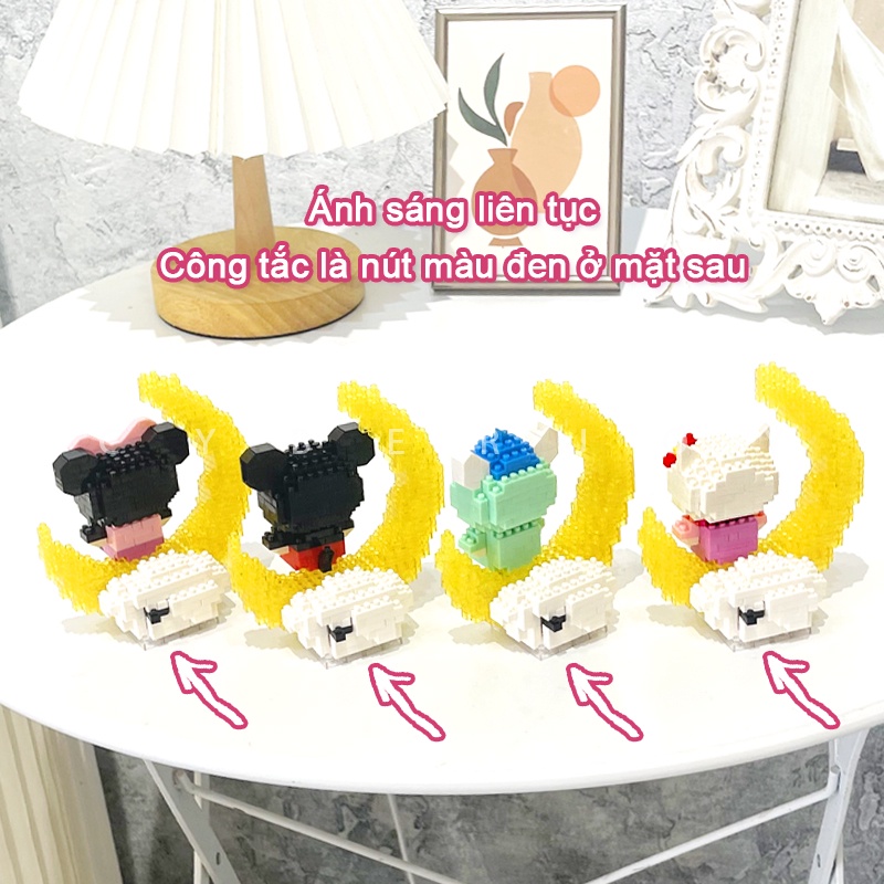 Mô hình 3d phát sáng Bộ đồ chơi xếp hình Đèn ngủ phi hành gia  động vật dễ thương