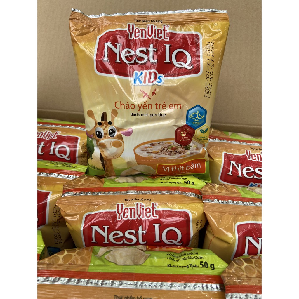 THÙNG CHÁO YẾN TRẺ EM YẾN VIỆT NEST IQ VỊ THỊT BẰM 30 GÓI X 50g