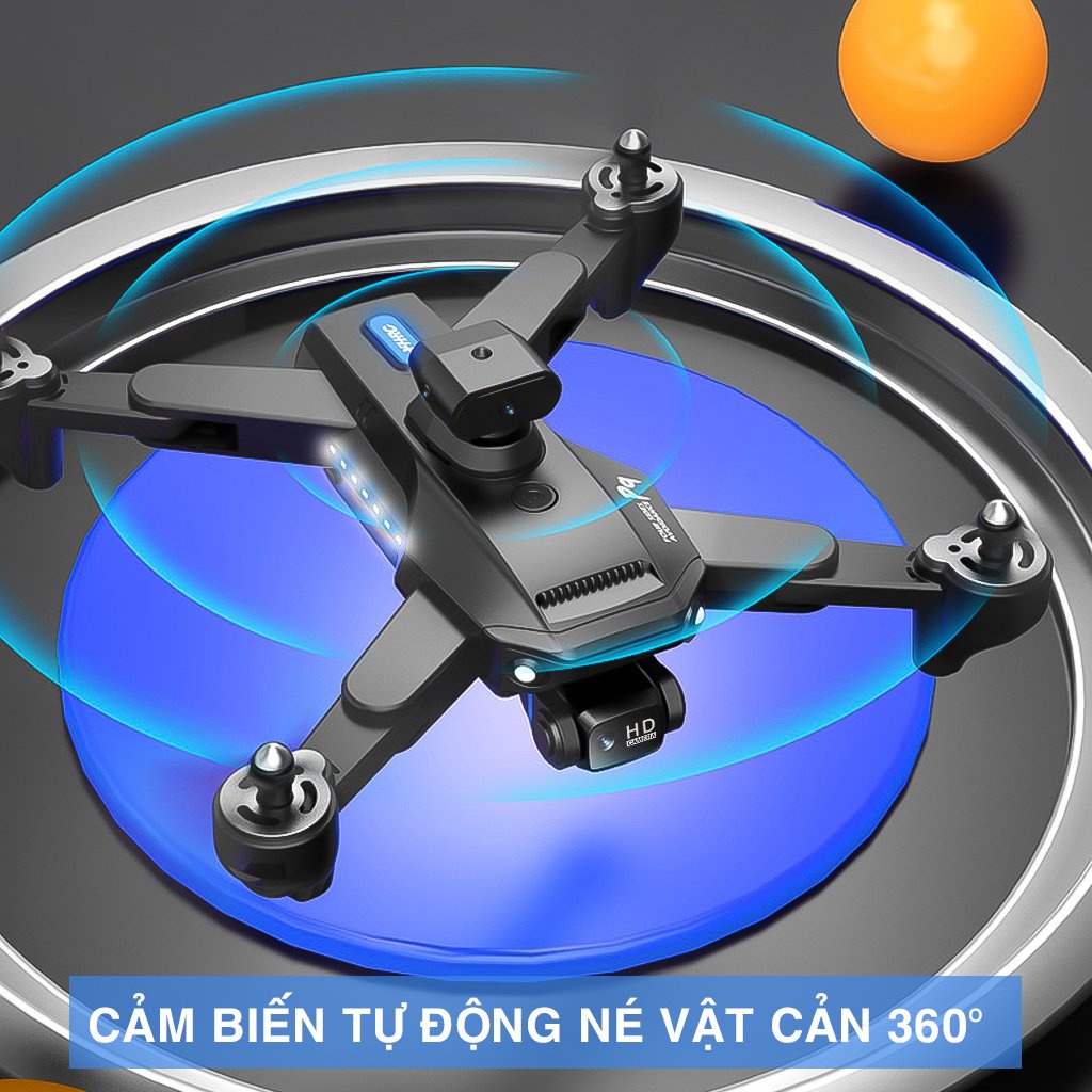 Máy bay điều khiển từ xa P9 PRO MAX - Flycam mini trang bị camera 4k, tự động tránh vật cản - màu đen