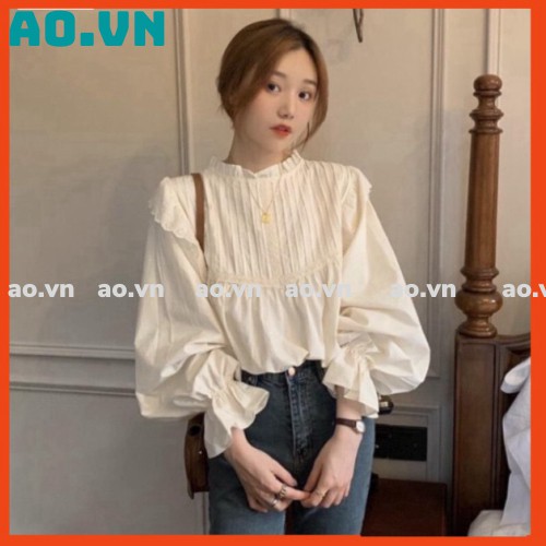 {ao.vn} Áo babydoll cánh tiên cài tay 2 màu 250 HIHISHOPHAHA