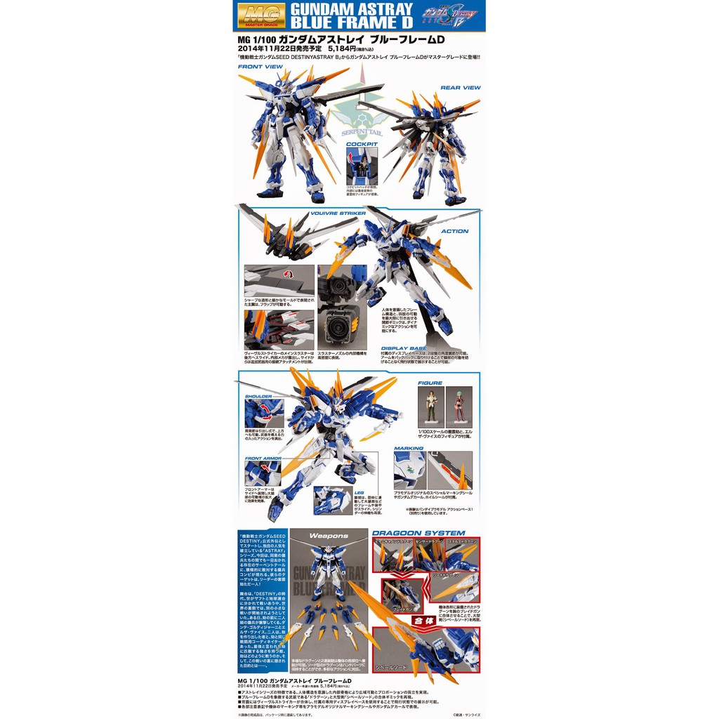 Gundam Bandai MG Astray Blue Frame D Seed Mô Hình Nhựa Đồ Chơi Lắp Ráp Anime Nhật Tỷ lệ 1/100