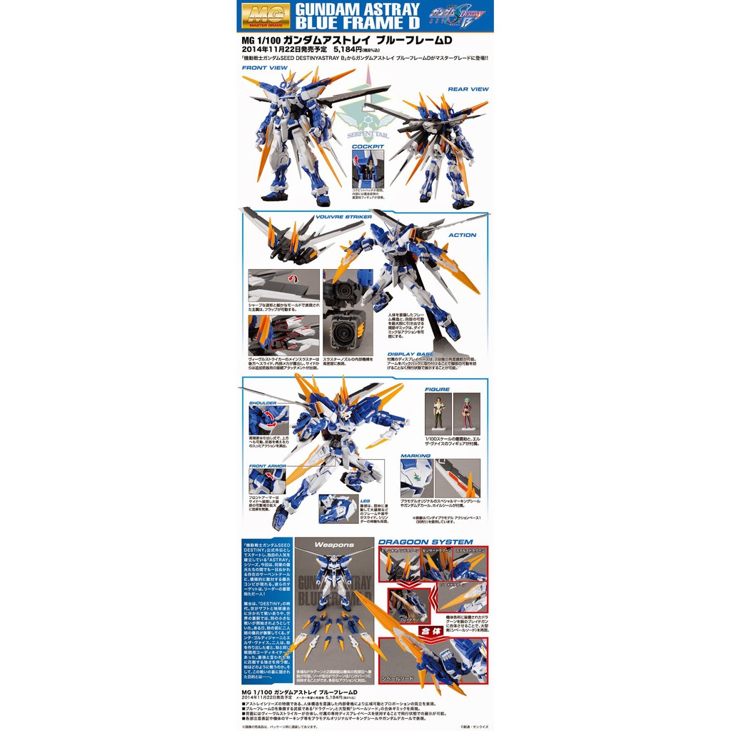 Mô Hình Gundam MG Astray Blue Frame D Master Grade Bandai 1/100 Seed Đồ Chơi Lắp Ráp Anime Nhật