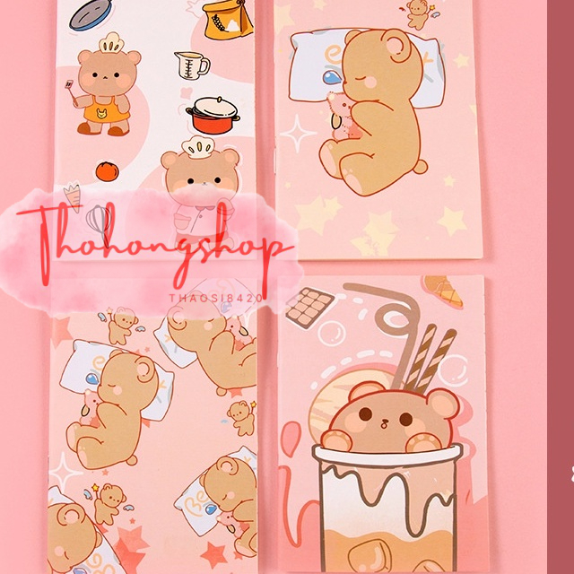 Sổ vở cầm tay dễ thương 8,5 * 12 cm 32 tờ gấu dễ thương