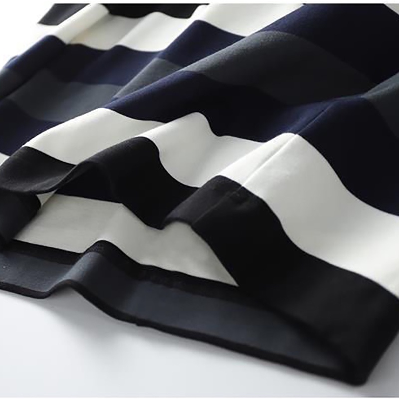 IELGY Đầm Thun T-shirt Tay Ngắn Cổ Tròn Họa Tiết Kẻ Sọc Thời Trang Hàn Quốc Dành Cho Nữ