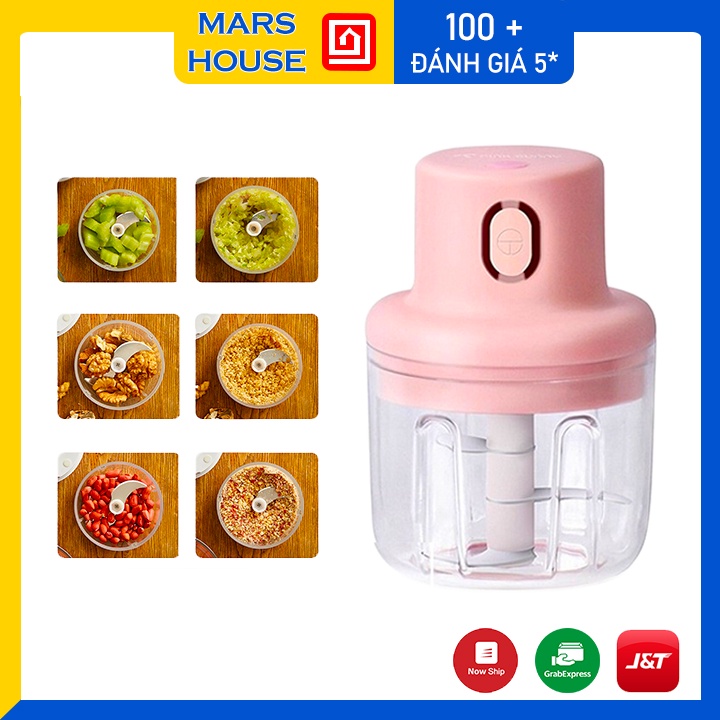 Máy Xay Tỏi Ớt, Rau Củ Cầm Tay Mini Dung Tích 250ml, Công Suất 50W - Máy Xay Đa Năng Sạc Pin Mini