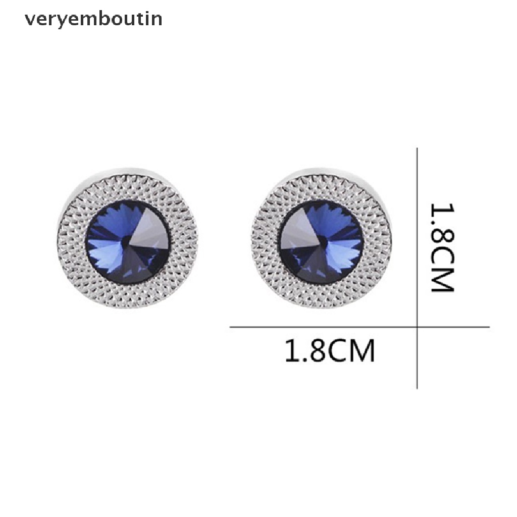 Nút cài cổ tay áo đính đá pha lê màu trắng phối xanh lam thời trang dành cho nữ