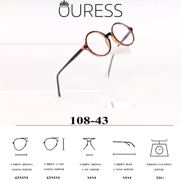 Gọng kính nhựa acetate thời trang nam nữ cao cấp OURESS 108 size 43-50-52-54