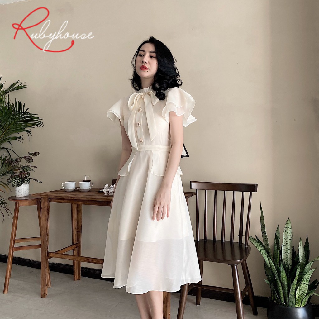 Váy Đầm Tiểu Thư RUBY HOUSE - Dáng Xòe Vintage, Eo Trên, Tay Bồng Cánh Tiên, Chất Tơ Mềm Mại, Nhẹ 3009