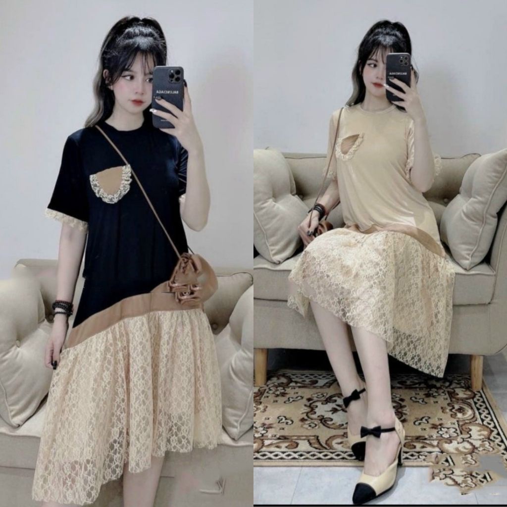 Váy bầu thời trang thiết kế M117 chất Cotton 100% và Đũi voan freesize từ 45 đến 70kg