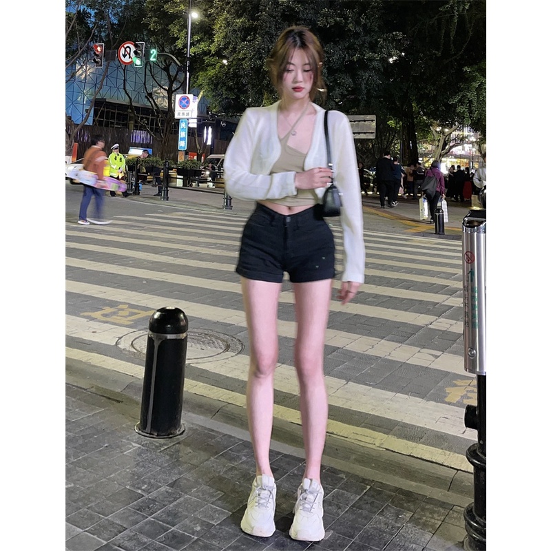 Quần Short Denim Chữ A Lưng Cao Thời Trang Hàn Quốc