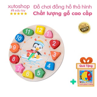 Đồ chơi gỗ giáo dục cho bé,Đồng hồ gỗ đa năng thả hình xâu vòng XutoShop Hàng Loại 1