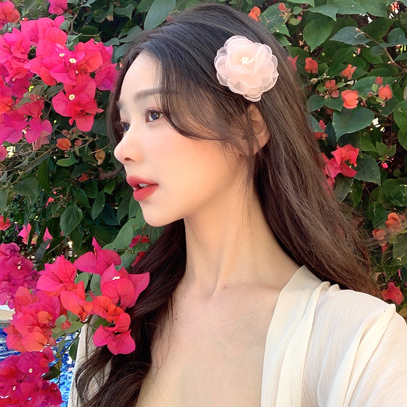 Kẹp Tóc Hình Hoa Màu Hồng Xinh Xắn Thời Trang Cho Nữ