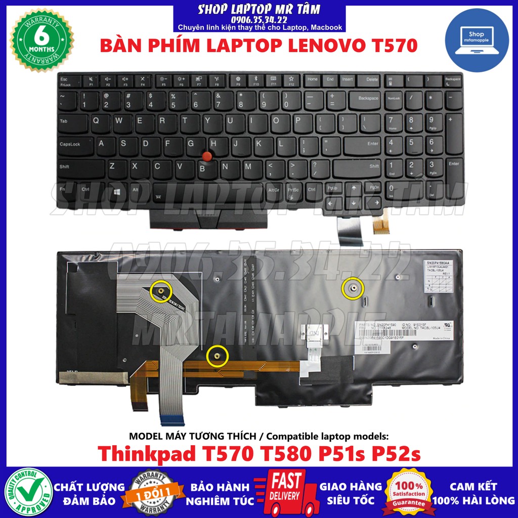 (KEYBOARD) BÀN PHÍM LAPTOP LENOVO T570 dùng cho Thinkpad T570 T580 P51s P52s