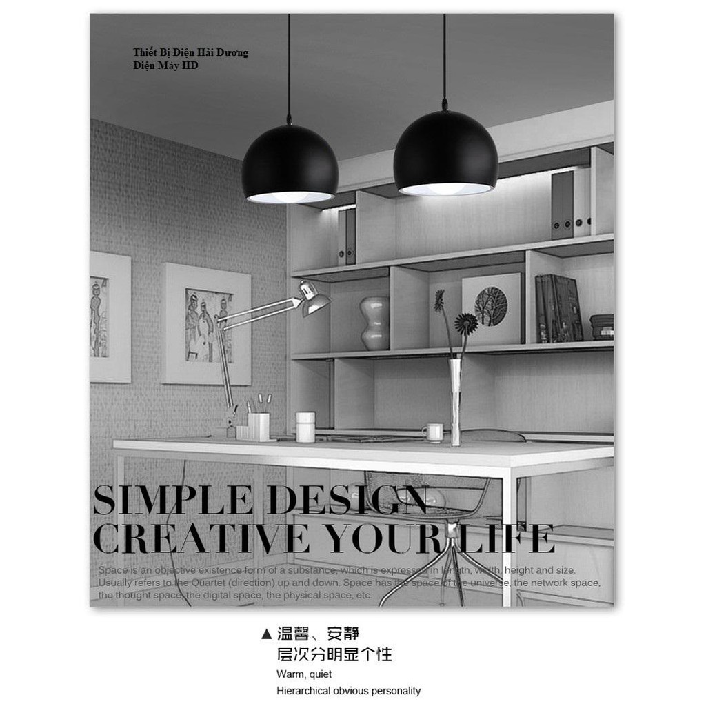 Chao đèn thả mũ bán nguyệt đường kính 350mm 6038 - Chưa bao gồm bóng - Bảo hành 12 tháng