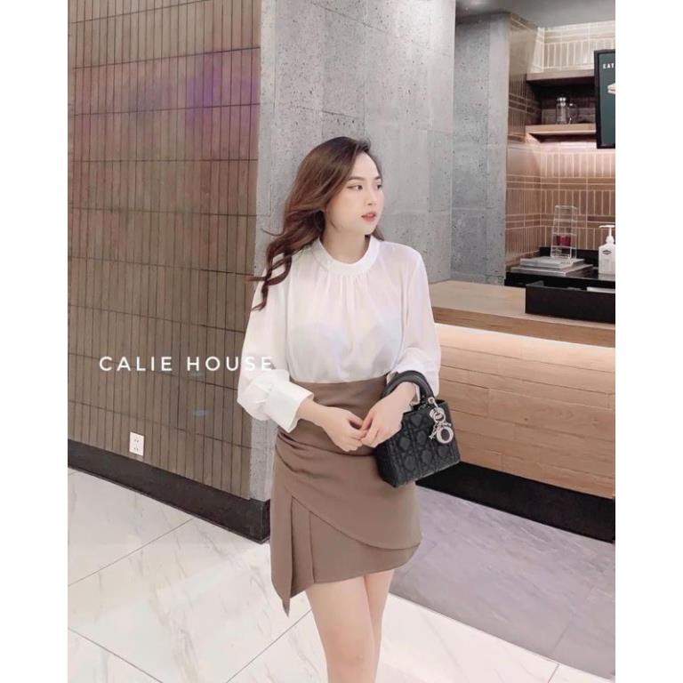 Chân váy xếp ly 2 lớp dành cho nữ chất tuyết mưa from đẹp 2 màu đen nâu thời trang Banamo Fashion chân váy chaaneell 531