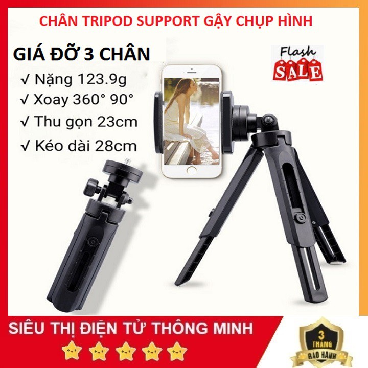 Gậy Chụp Hình 3 Chân Tripod Support MT01, Giá Đỡ Máy Ảnh Gậy Selfie