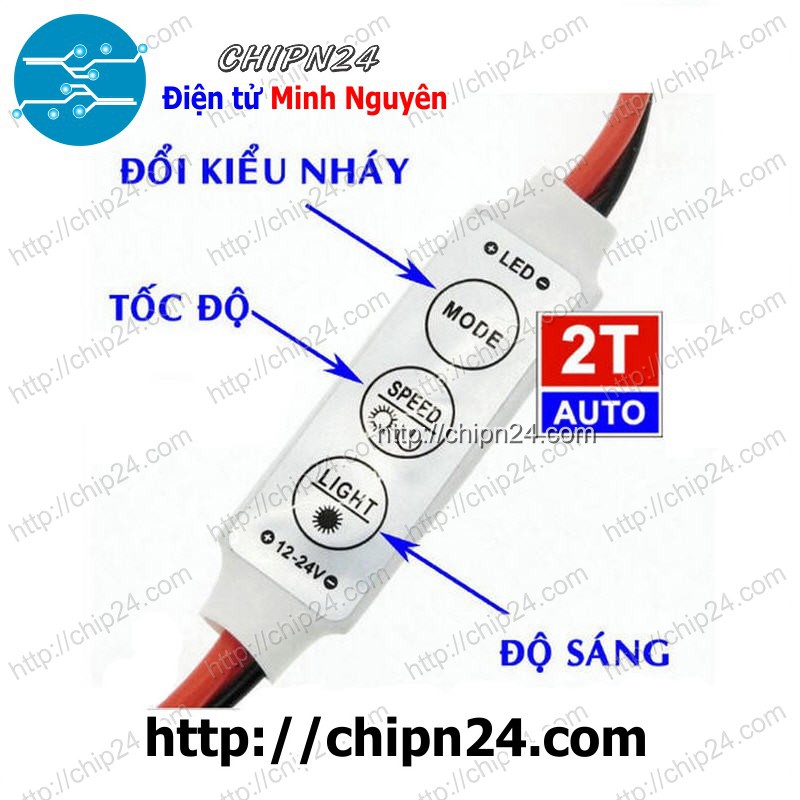 [1 pcs] (A8) Bo Chớp Mini 8 Chế Độ Chớp Dùng Đèn Led 5V12V24V