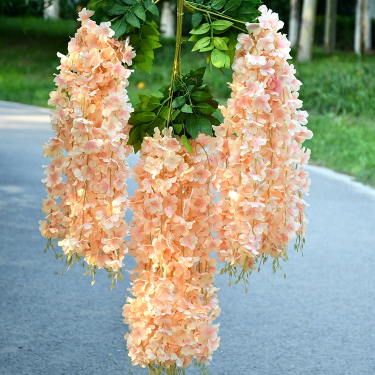 Chậu Hoa Wisteria Giả Treo Tường Trang Trí Tiệc Cưới Khách Sạn Nhà Hàng