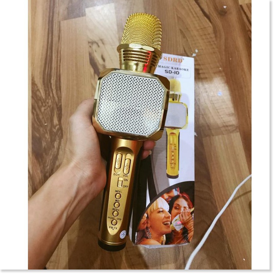 Micro karaoke bluetooth không dây SD-10, Mic kèm loa, bắt âm tốt, hỗ trợ thu âm - BH 6 tháng