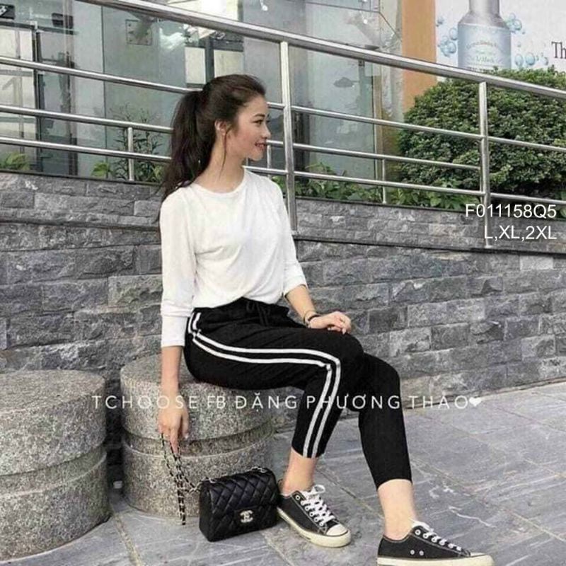 Quần dài thể thao umi phối viền sọc trắng size đại hàng QC!