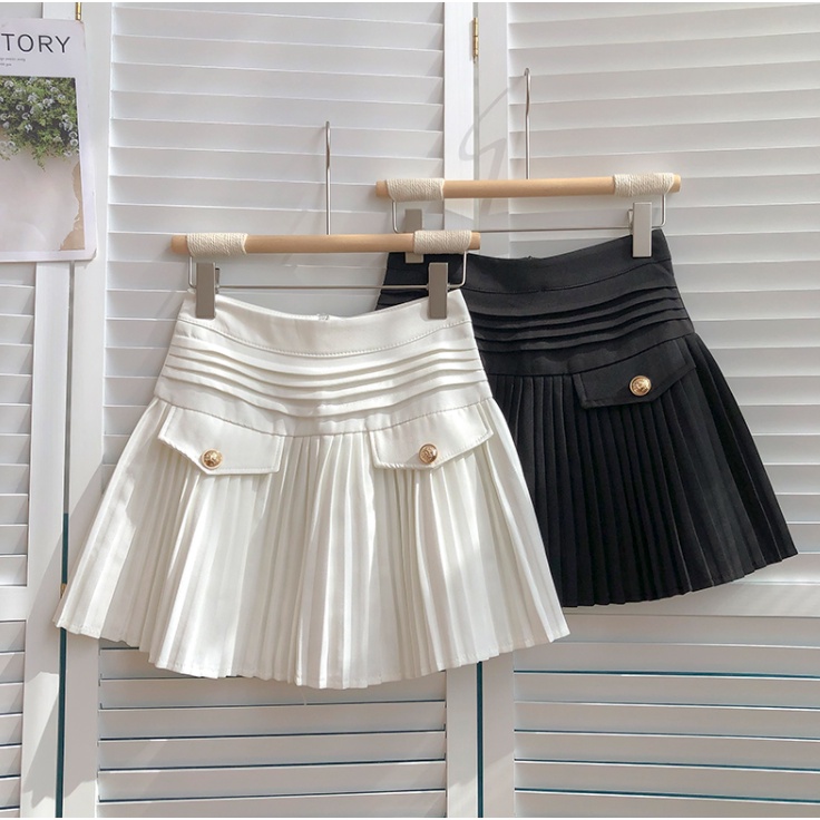 Chân váy xếp ly bé dáng chữ A phối khuy | BigBuy360 - bigbuy360.vn