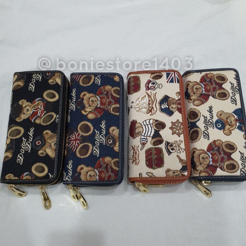 Ví Nữ Dài Nhiều Ngăn Đựng Tiền Đựng Điện Thoại Có Khóa Kéo In Hình Gấu Dễ Thương