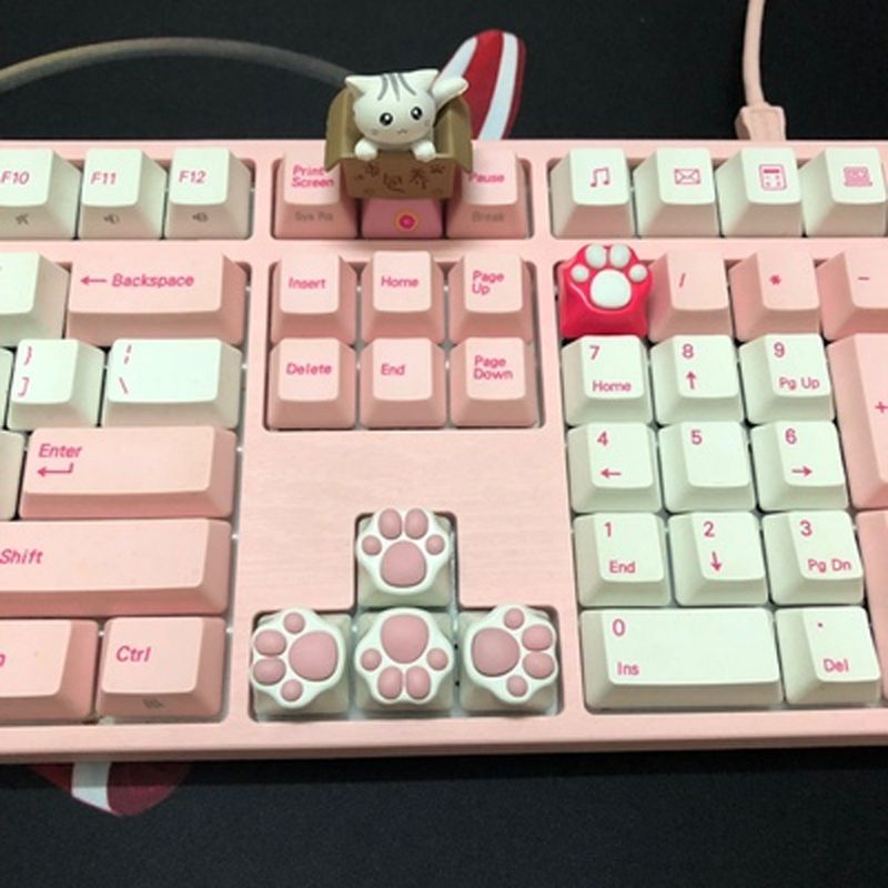 Nắp Đậy Bàn Phím Cơ DIY Hình Chân Mèo Kitty Dễ Thương