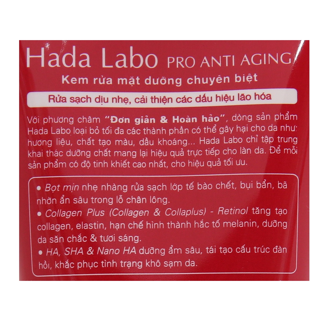 Kem rửa mặt dưỡng chuyên biệt HADA LABO Pro Anti Aging 80g