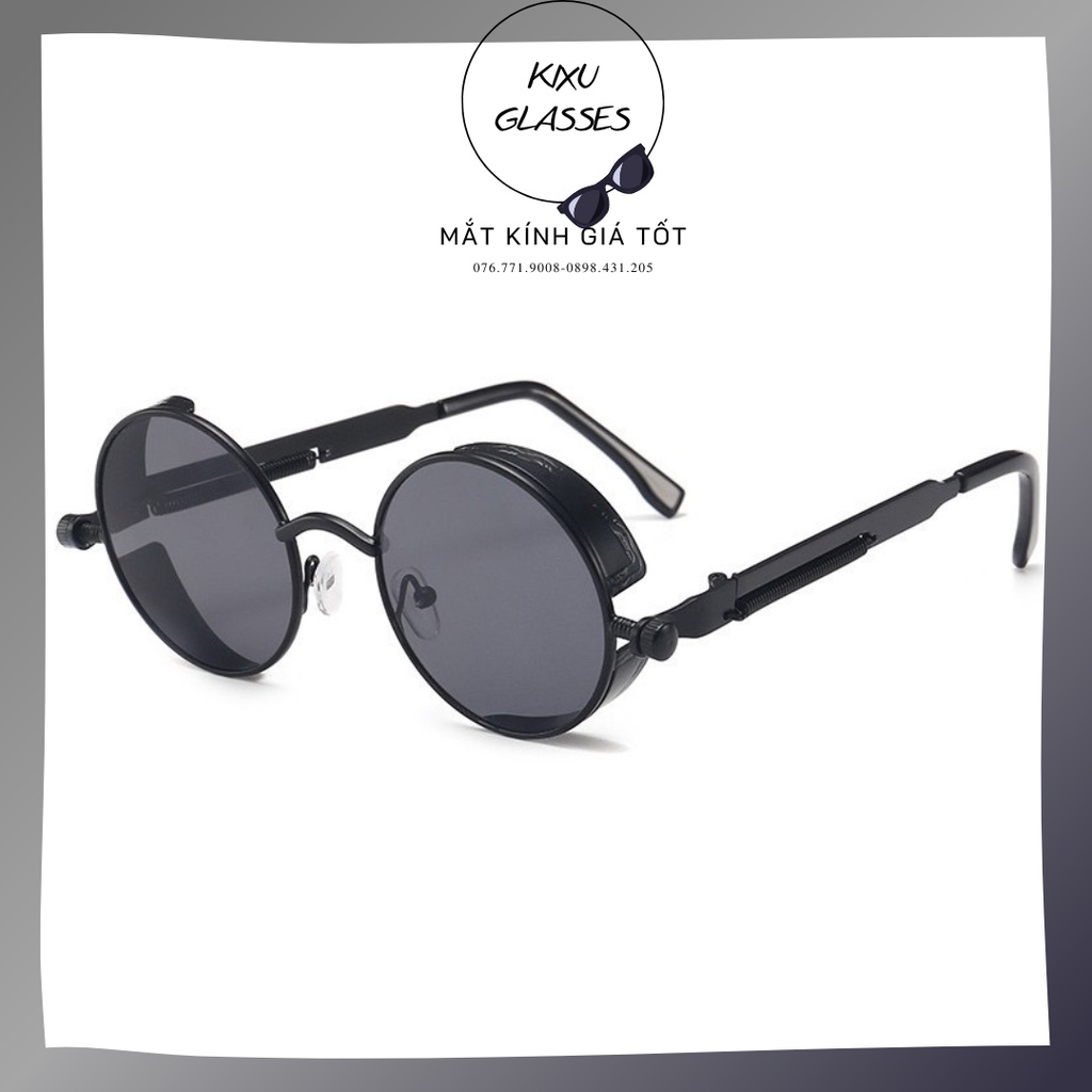 Mắt kính retro nam nữ Màu đen,kính râm Unisex tròn phong cách cổ điển Chống Bụi Bảo Vệ Mắt Chống tia UV400 Kixu.Glasses
