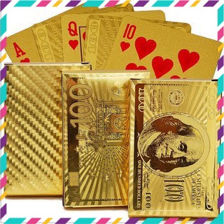 Bộ bài-Bộ Bài Tây Mạ Vàng Dolar 24k chất lượng cao không nhăn không gã