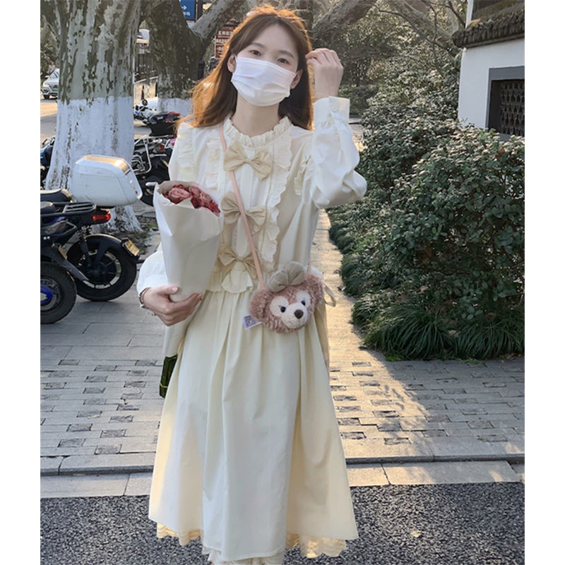 Đầm Chữ A Dáng Xòe Đính Nơ Tai Gỗ Dễ Thương Ngọt Ngào Và Nhẹ Nhàng Dành Cho Bạn Nữ Sinh