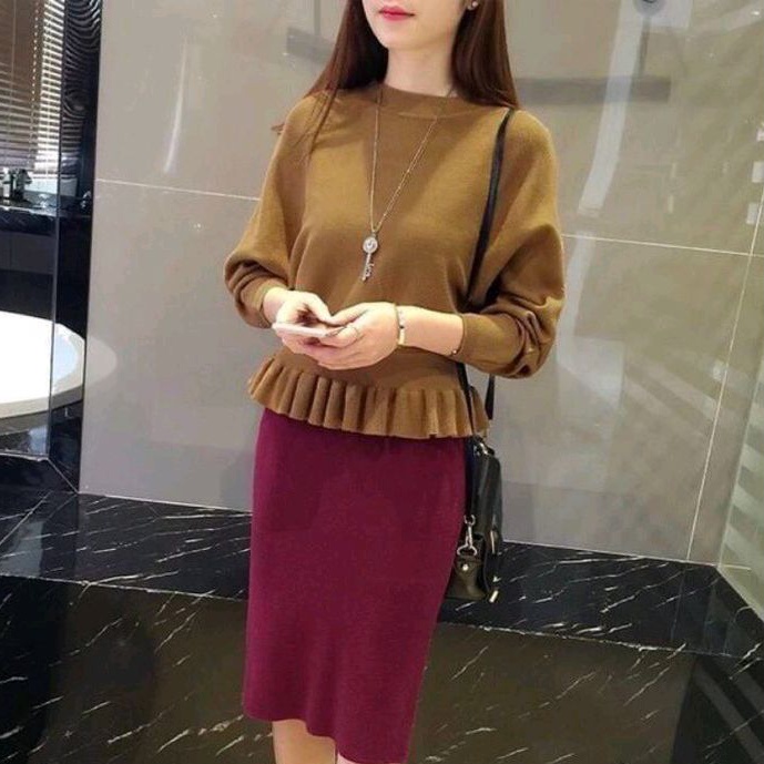 Áo thun tay dài  bo vạt viền bèo (A15