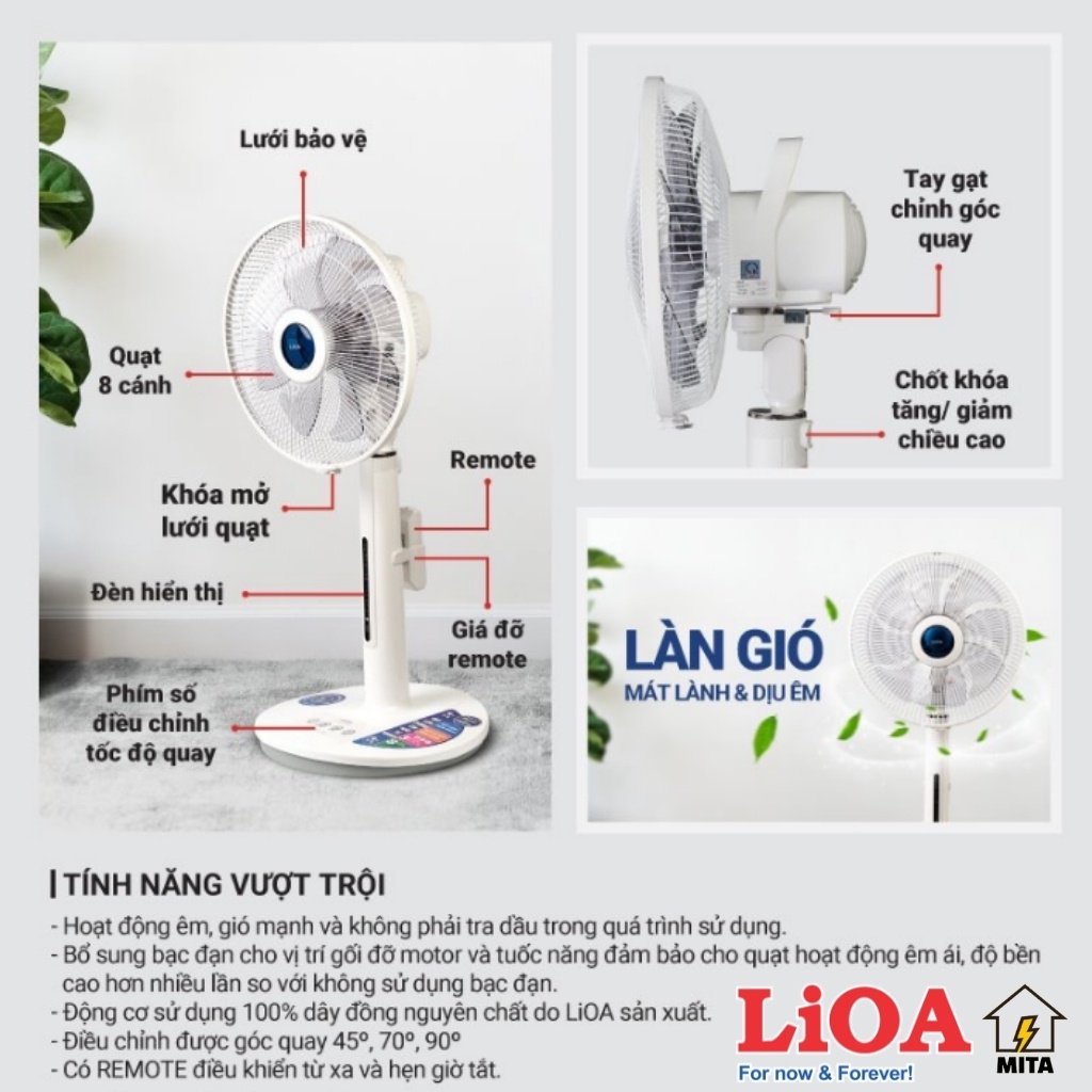 Quạt Lửng LiOA QL300(có điều khiển và không điều khiển) - MITA