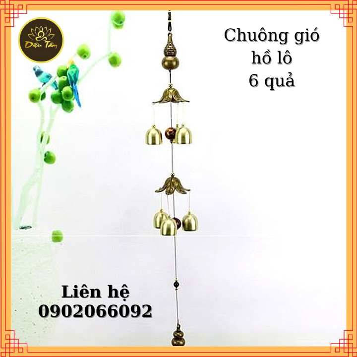 Chuông gió thanh kim loại 6 quả, 3 quả hoá giải năng lượng xấu - Hợp kim đồng